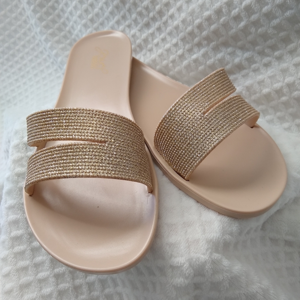 Jewel Badgley Mischka Elegant Women's Slide Sandals NEW Sz 9